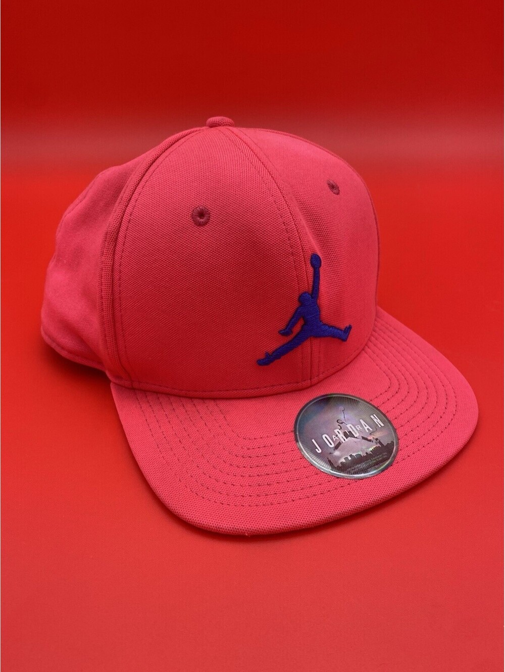 Air Jordan Hot Pink w/ Blue Embroidered Jumpman Adjustable Snapback Hat